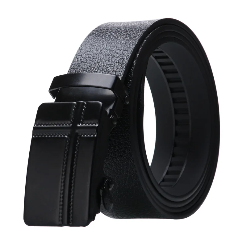 Men's High quality Artificial Leather Automatic buckle Belt Alloy buckle Durable Bark texture Business fashion casual jeans Belt
