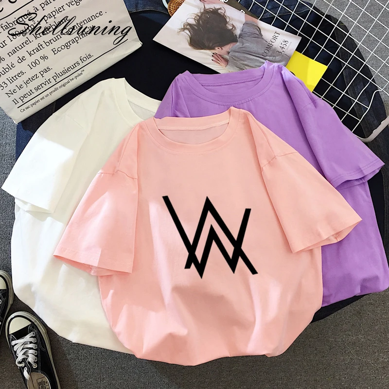 Женская футболка Shellsuning повседневная однотонная летняя с буквенным принтом