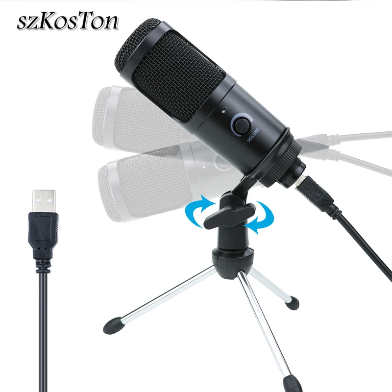 

Professional USB Microphone Condenser Recording Studio PC Microphones With Stand For YouTube Video Skype Chatting Game Podcast