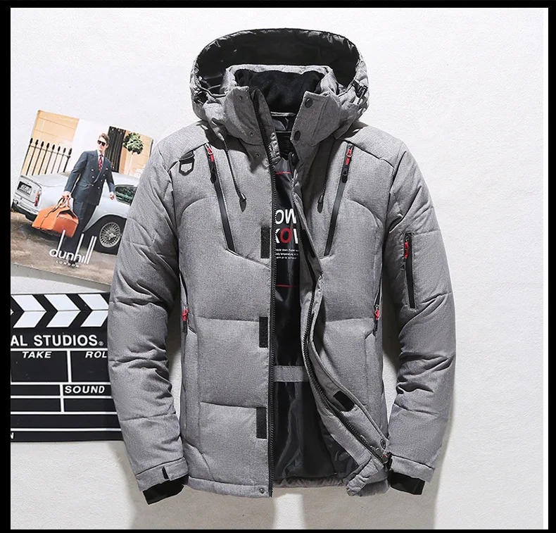 Высококачественная Толстая мужская куртка на 90% белом утином пуху Зимняя парка