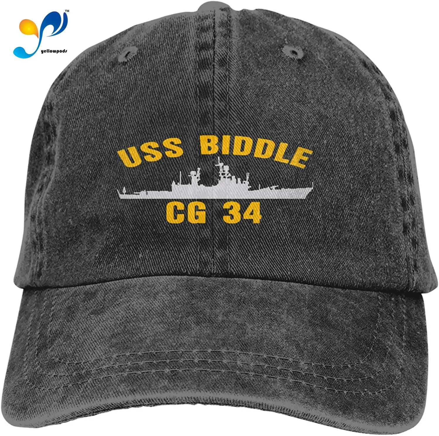 

USS Biddle Cg 34 Sandwich Cap Denim Hats Baseball Cap Adult Cowboy Hat