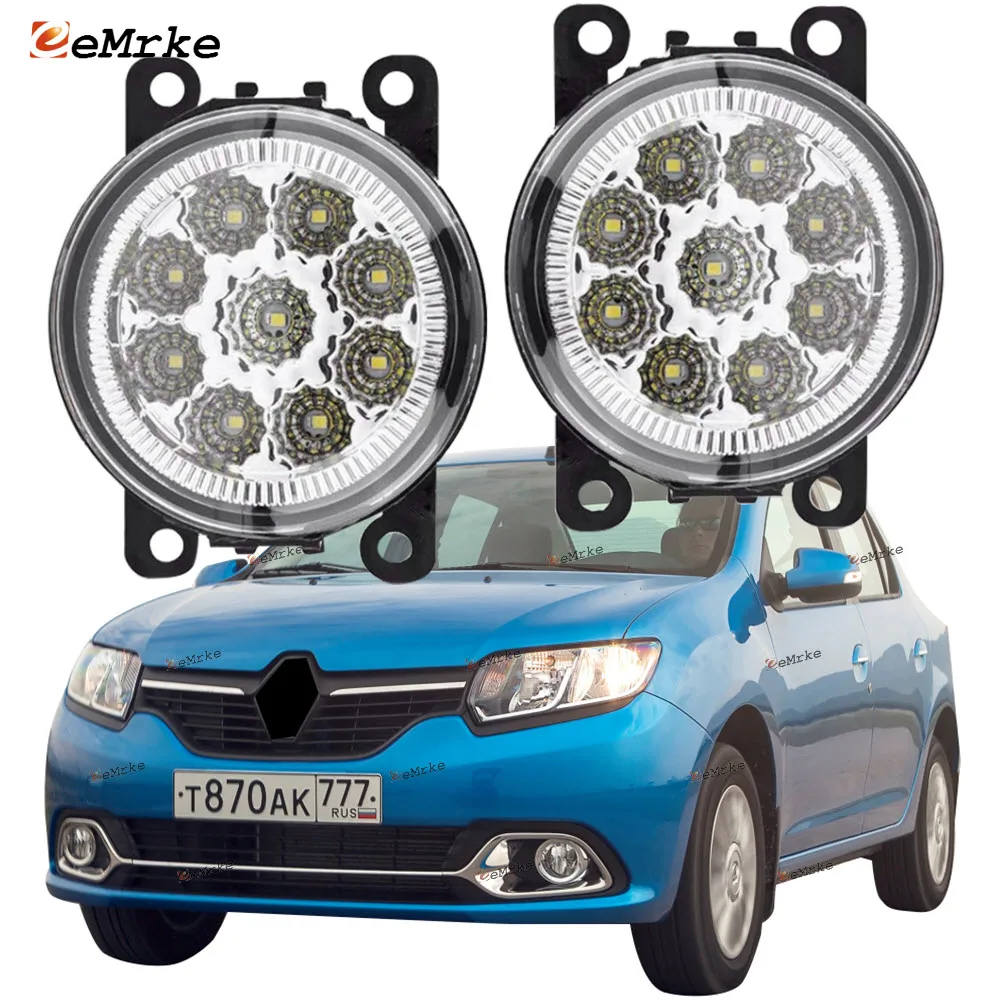 

EEMRKE 2-PCS Car-Styling for Renault Logan 2 2013 2014 2015 2016 2017 9-Pieces Led Fog Lights H11 12V Fog Head Lamp