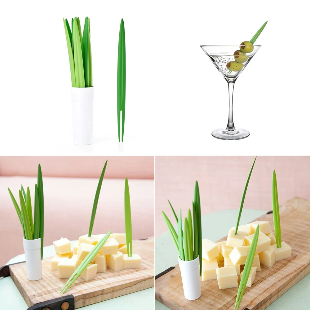 

Green Bamboo Leaf Fruit Fork Snack Cake Dessert Food Fruit Pick Toothpick Bento Lunches Party Birthday Decor Kitchen Fruit Tools