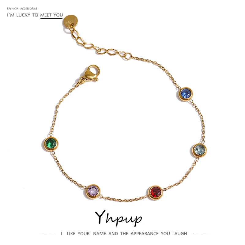 

Женский тонкий браслет из нержавеющей стали с фианитами