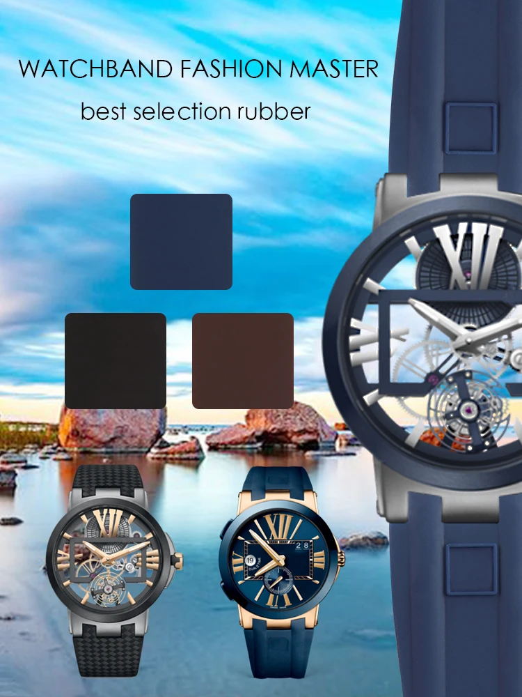 Ремешок силиконовый для наручных часов Ulysse Nardin, брендовый резиновый браслет с застежкой-бабочкой, толщина 26 х20 мм, 243