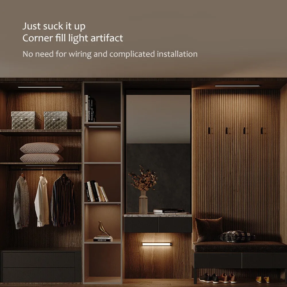 yeelight led under cabinet light motion sensor wireless usb rechargeable 20 40cm night lamp for bedside kitchen bedroom wardrobe free global shipping