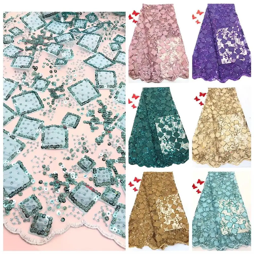 

Кружевная ткань с блестками в нигерийском стиле, французский швейцарский тюль, кружевная ткань для свадебных платьев, 2019