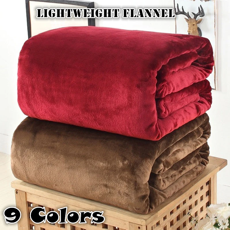 

200x230 Flannel Fleece Throw Blanket Solid Soft Living Room Bedroom Bed Blankets for Sofa Bedding Plush Cover Light Bedspread