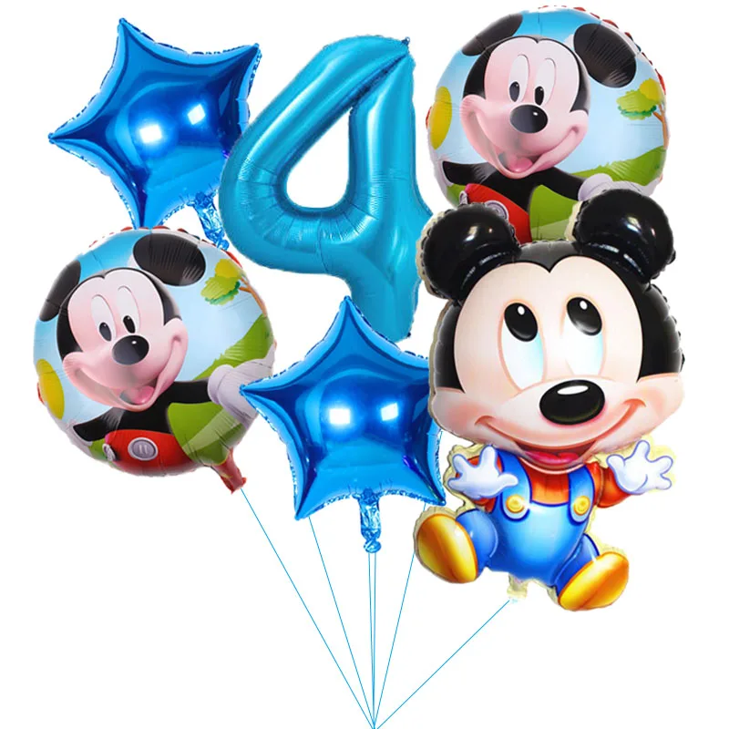 

6PCS Disney Mickey Minnie Mouse Theme Cartoon Foil Balloons Set Baby Shower Birthday Party Decorations Kids Classic Toy Gifts