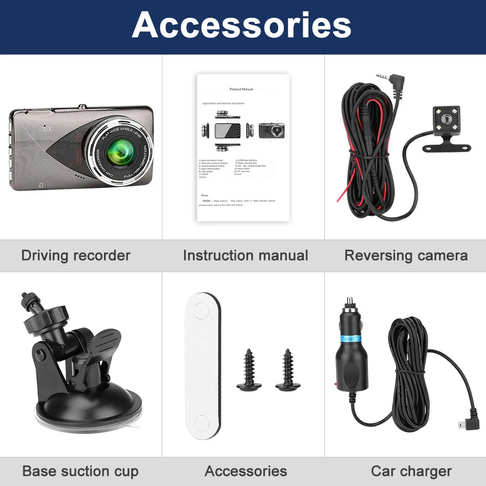 Автомобильный регистратор Carrmovil 1800Mega Full HD Dashcam ADAS двойной объектив