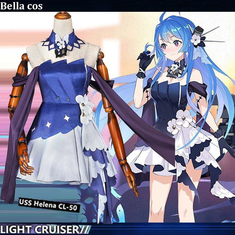 Azur Лейн USS Helena Косплей Костюм синее платье для танцев Униформа костюмы для Хэллоуина для женщин аниме одежда наряды cos