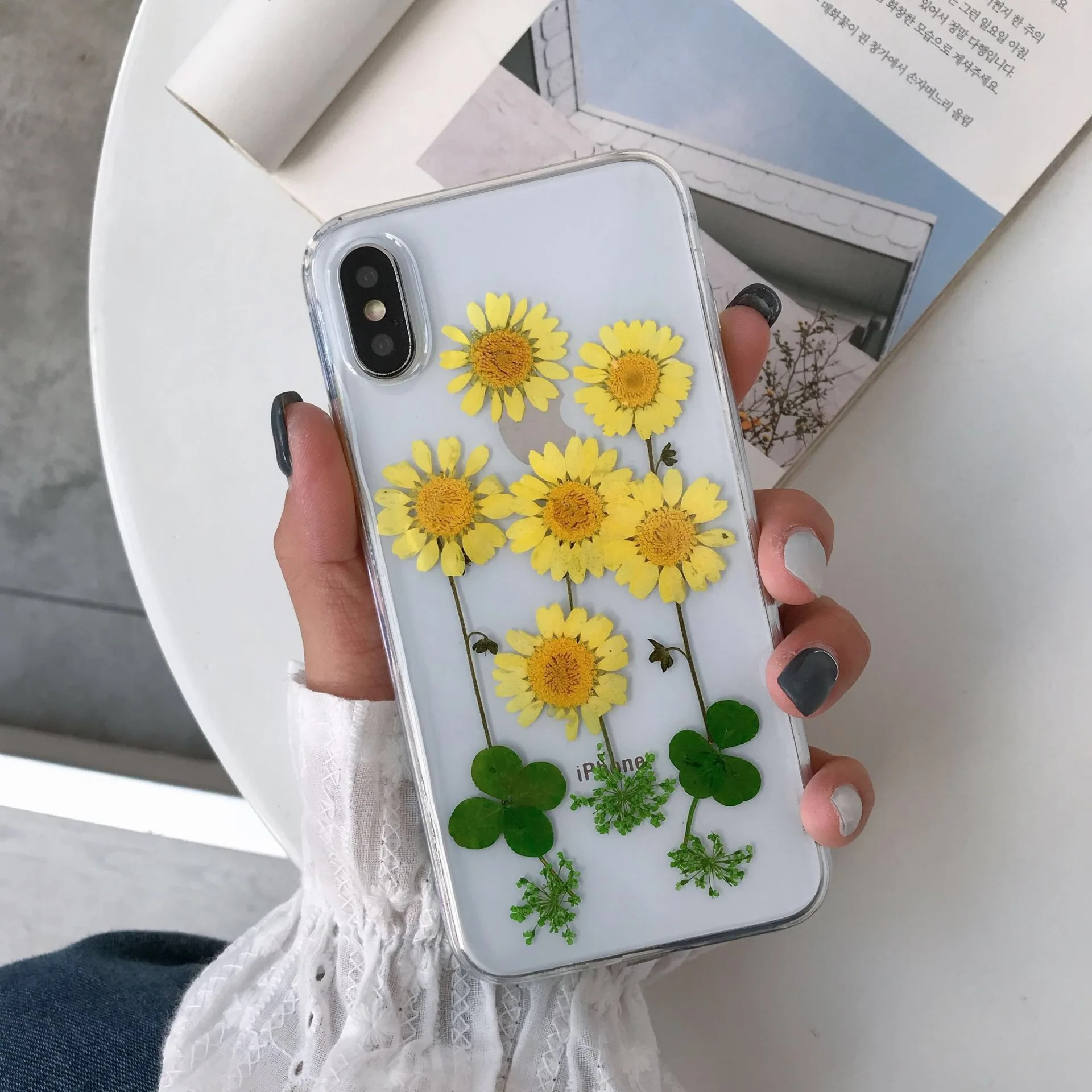 22 Настоящие сухие цветы чехол для телефона для iPhone X 7 8 Plus прозрачный мягкий ТПУ красивый прессованный задний Чехол для iPhone 11 11 Pro Max - Цвет: 22