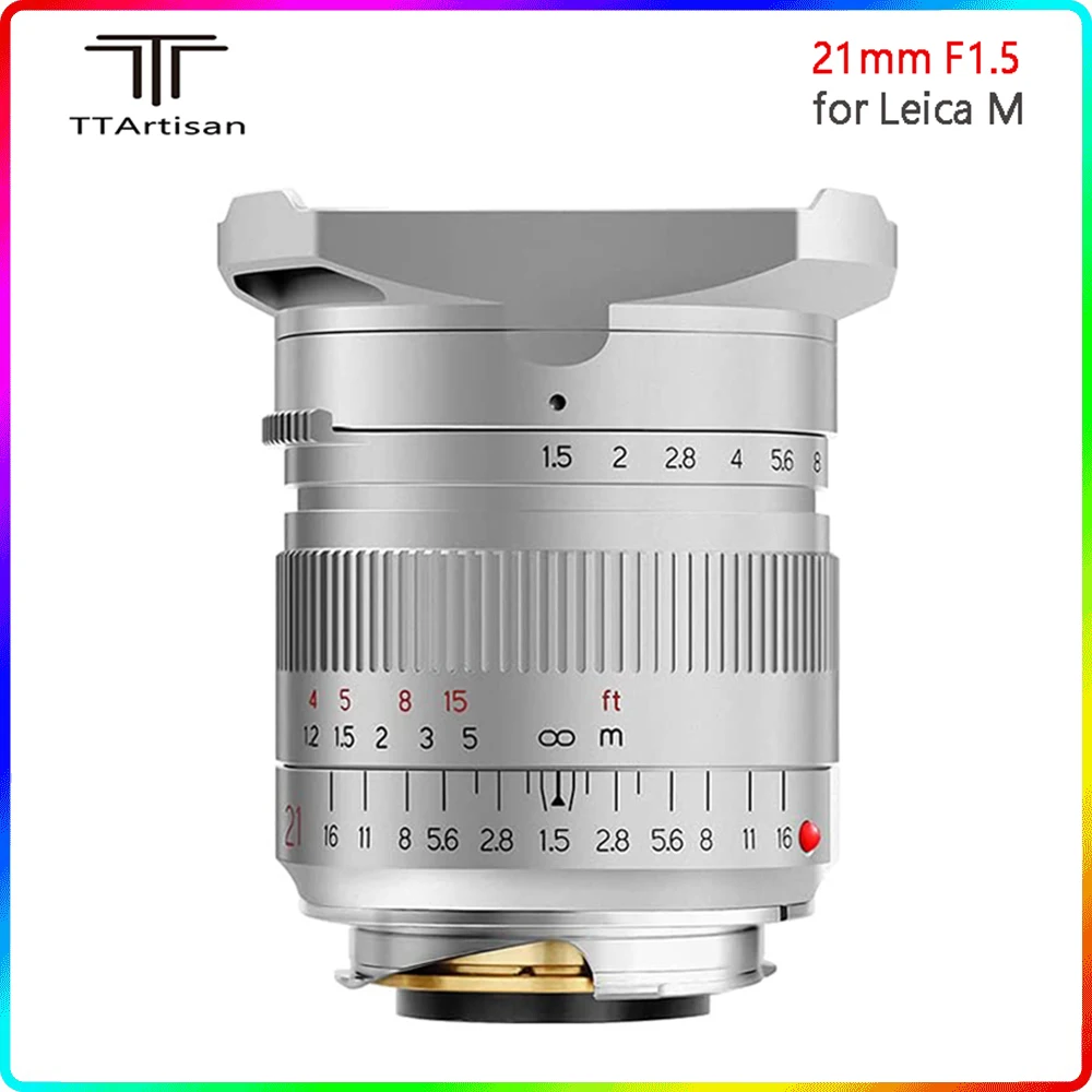 

TTArtisan 21 мм F1.5 Полнокадровый объектив серебристого цвета для Leica M LM объектив-Крепление камеры Leica M-M M240 M3 M6 M7 M8 M9 M9P M10