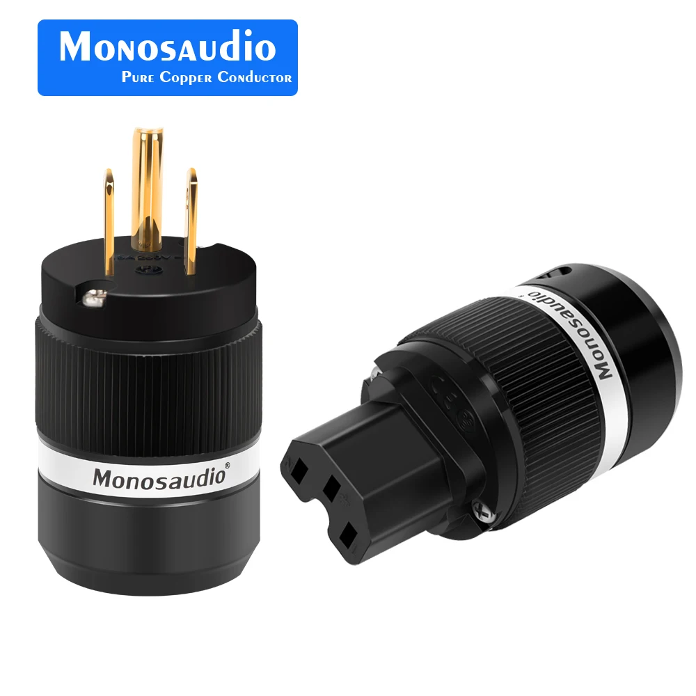 Monosaudio M100G/F100G 99.998% Чистая медь позолоченный США Разъем питания переменного тока