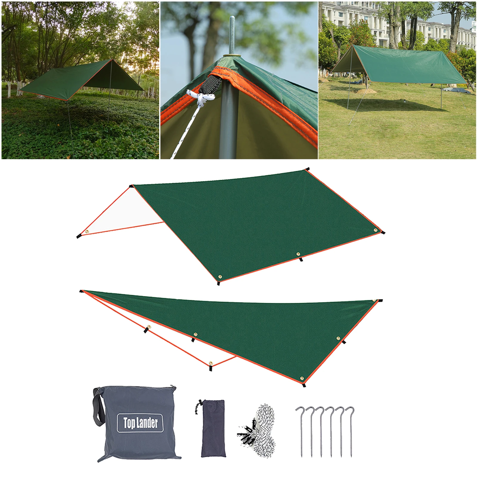 

Tent Tarp Rain Tarpaulin Roof Parasol Hiking Ground Cloth with Carry Bag