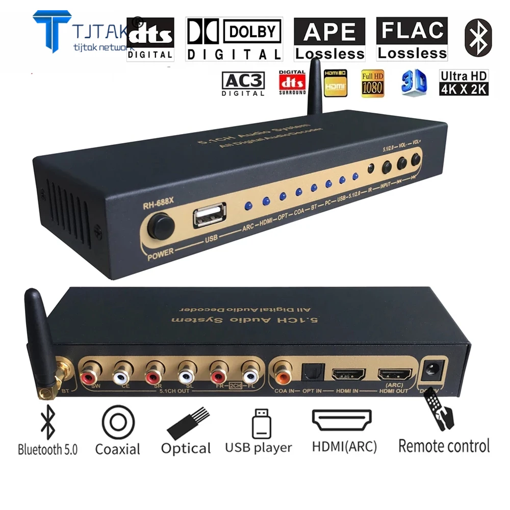 HDMI 5 1 аудио преобразователь декодер DAC DTS AC3 EDID в экстрактор сплиттер Цифровой