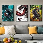 Постер с героями комиксов Марвел, Веном и Человек-паук, Классическая Боевая сцена, аниме, домашнее креативное искусство, украшение HD, холст