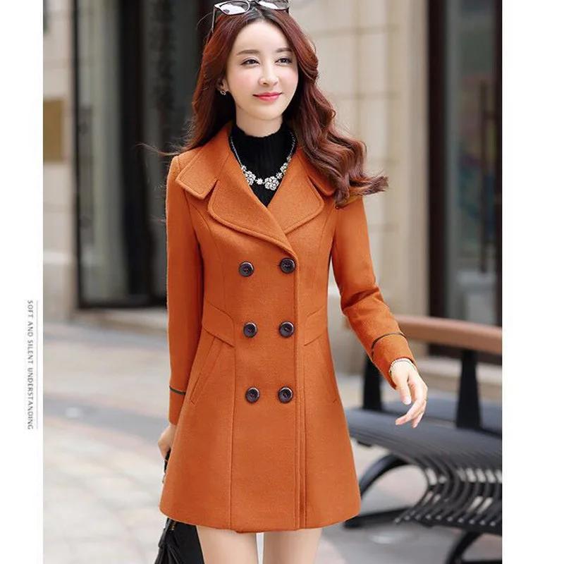 Сезон весна-осень Тонкие женские шерстяные пальто 2020 новый двубортный шерстяной