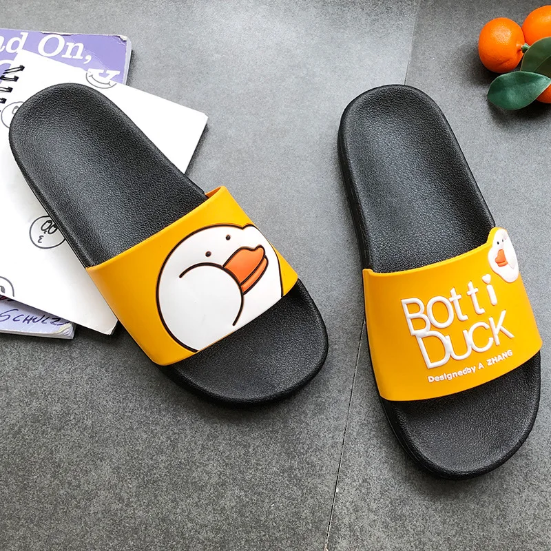 Шлепанцы для мужчин и женщин мультяшный рисунок летние тапочки на плоской