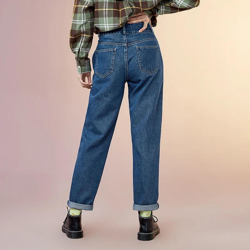 

SEMIR Three-proof jeans women waterproof straight leg pants black trousers ladies high waist slim fashion casual pants winter