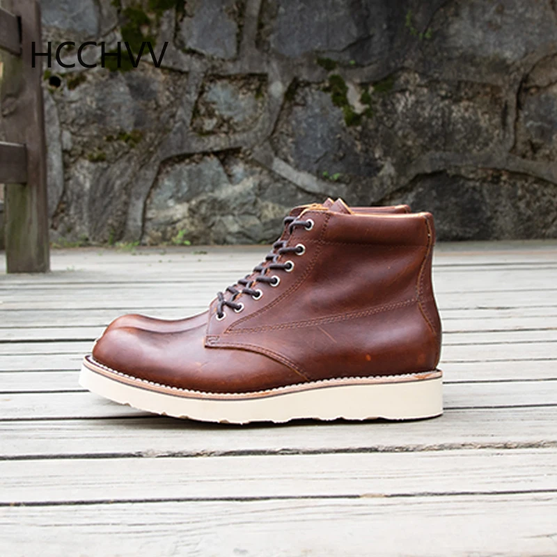 Мужские мотоциклетные ботинки красные кожаные повседневные брендовые ручной