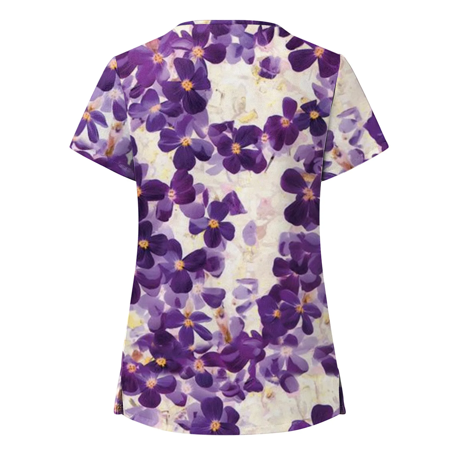 Женская блузка с коротким рукавом V-образным вырезом и цветочным принтом |