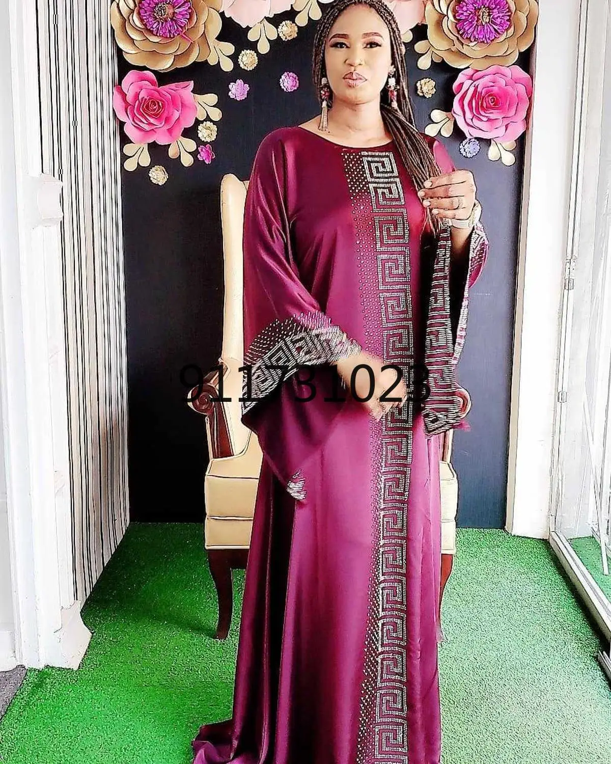 African Dashiki Dress Print Silk Beading Abaya Loose Bandage Maxi Bazin Vintage Long Sleeve Robe Gowns Africa Sexy Lady Party |