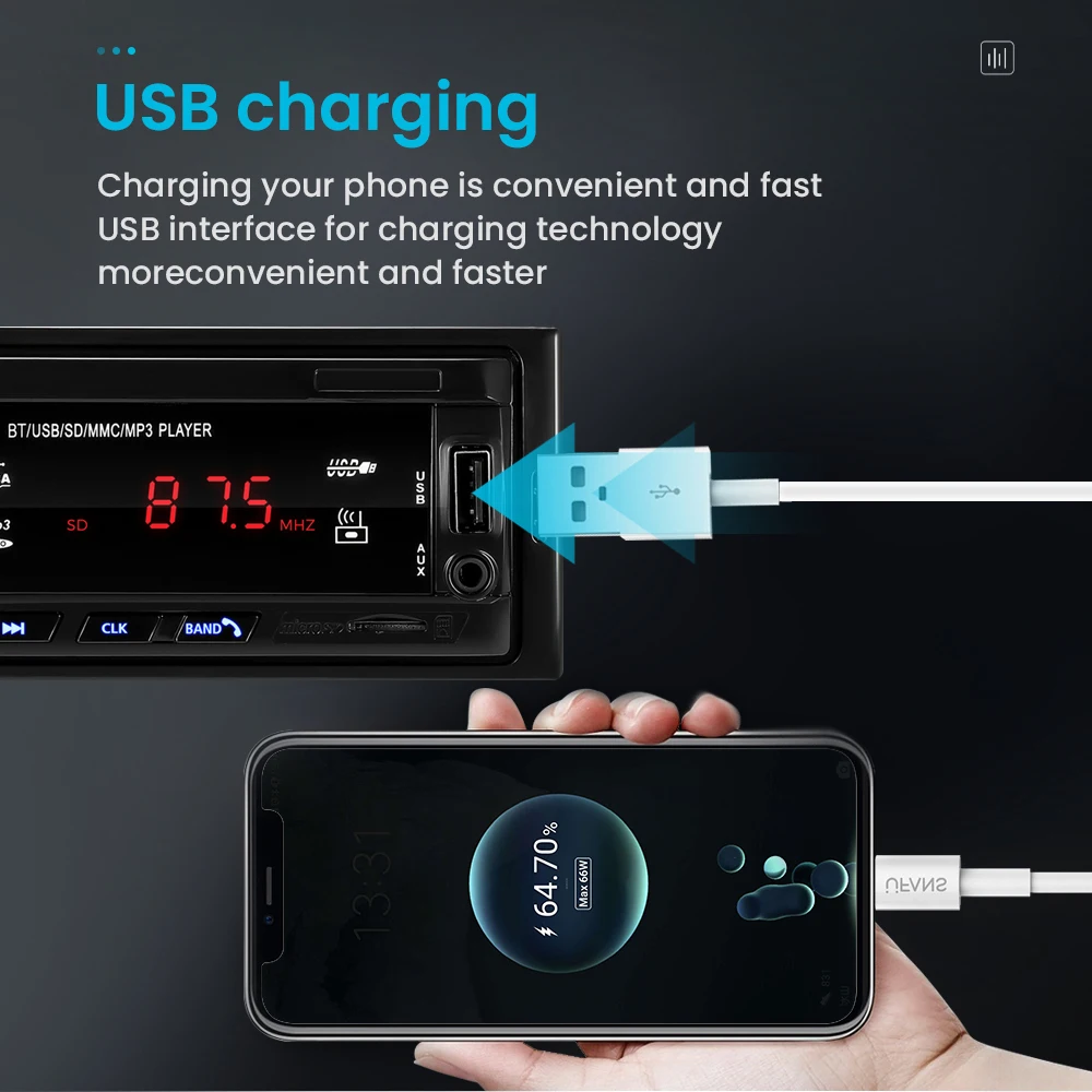 Автомагнитола 1DIN mp3-плеер FM Aux-вход приемник Bluetooth USB TF-карта дистанционное