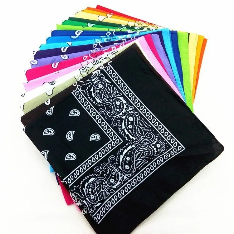 

2020 Fashion Hip Hop 100% Cotton Bandana Square Scarf 54cm*54cm Black Red Paisley Headband Printed For Women/Men/Boys/Girls