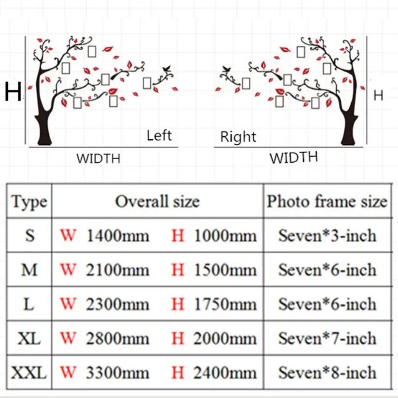 

DIY photo wall large acrylic mirror tree wall sticker art wall decoration 3d creative photo frame tree home decoration stickers