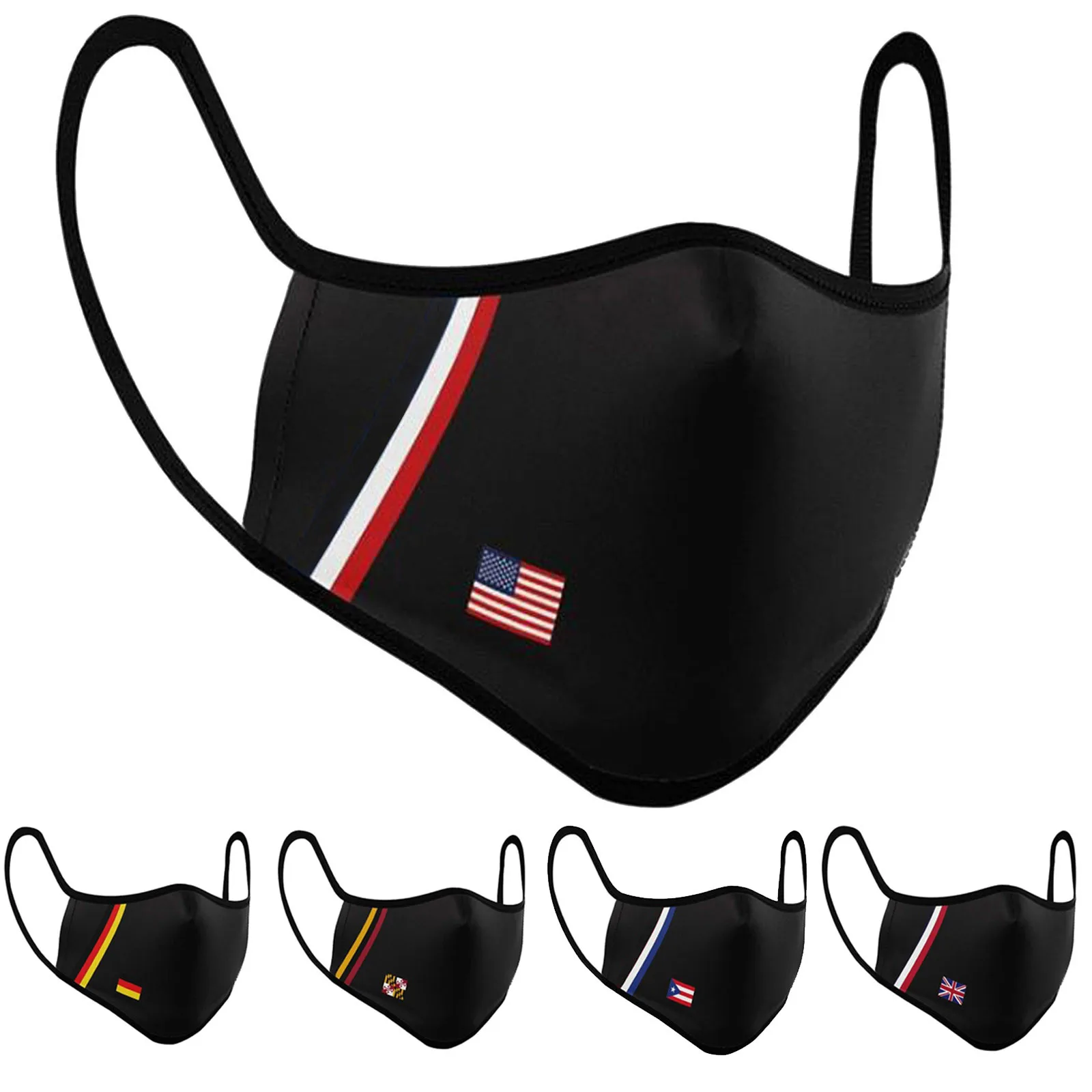 

1pc Adult Mouth Mask Flag Printing Protection Breathable Face Mask Reusable Washable Masks Masque Mascarilla Halloween Cosplay
