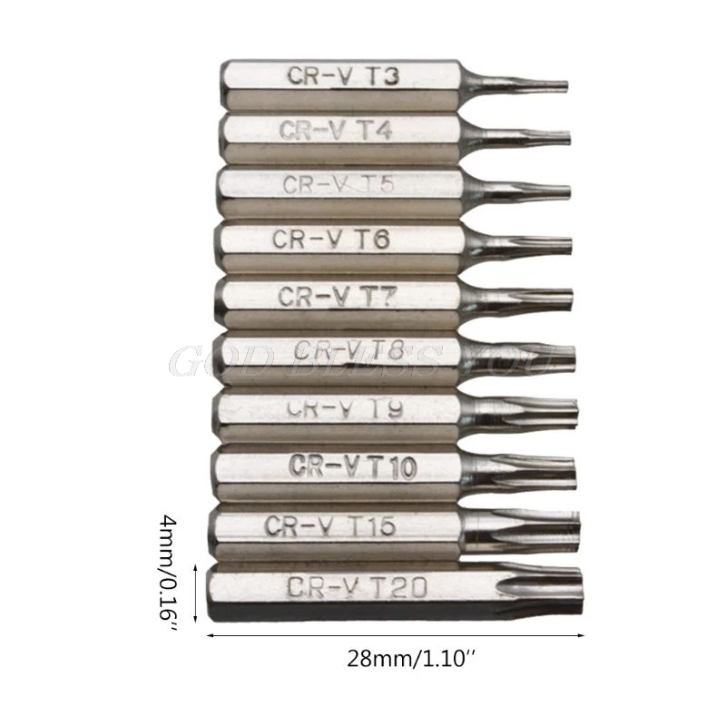 Набор отверток Torx 10 шт. набор T3 T4 T5 T6 T7 T8 T9 T10 T15 T20 насадки для ремонта сотовых