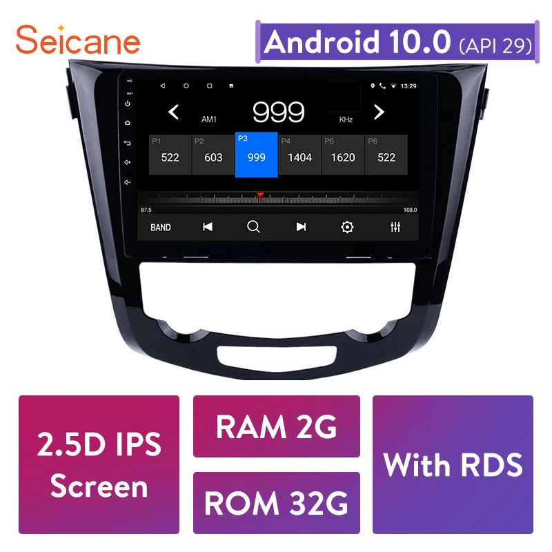 Автомагнитола Seicane 2DIN Android 10 1 GPS 2 + 32 ГБ для Nissan QashQai X Trail 2013 2016 гг. поддержка RDS Wi Fi TPMS