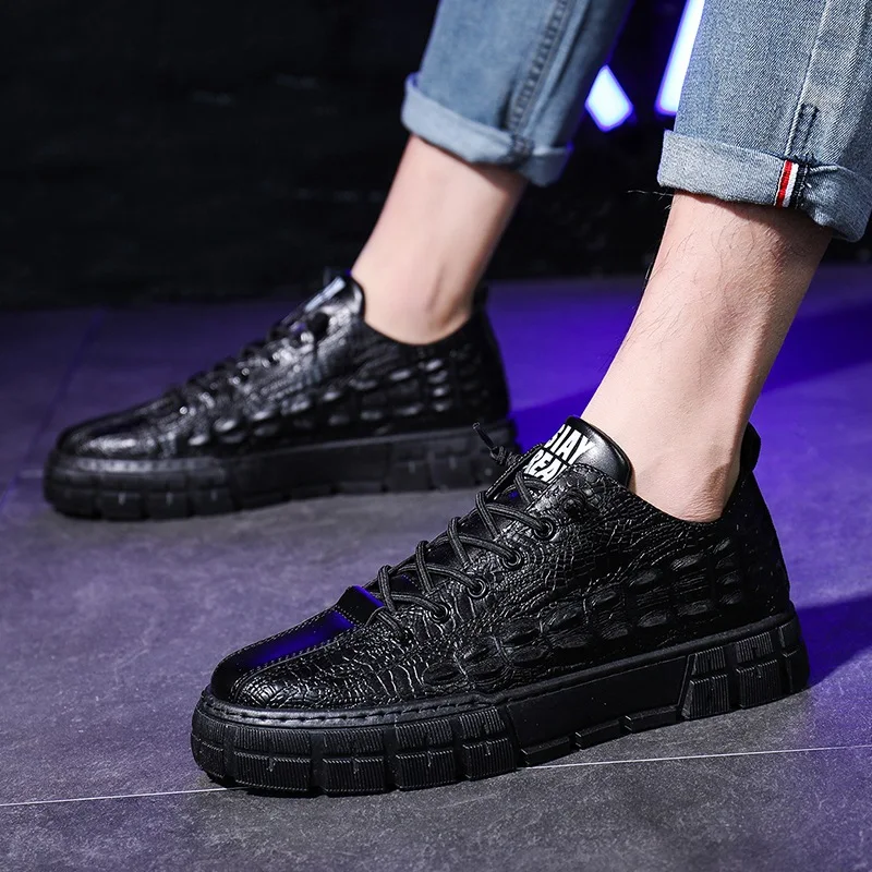 

New Martin Boots Men Leather All-match High-top Shoes Korean Version of The Trend of Men's Casual Leather Shoes Black Men Shoes