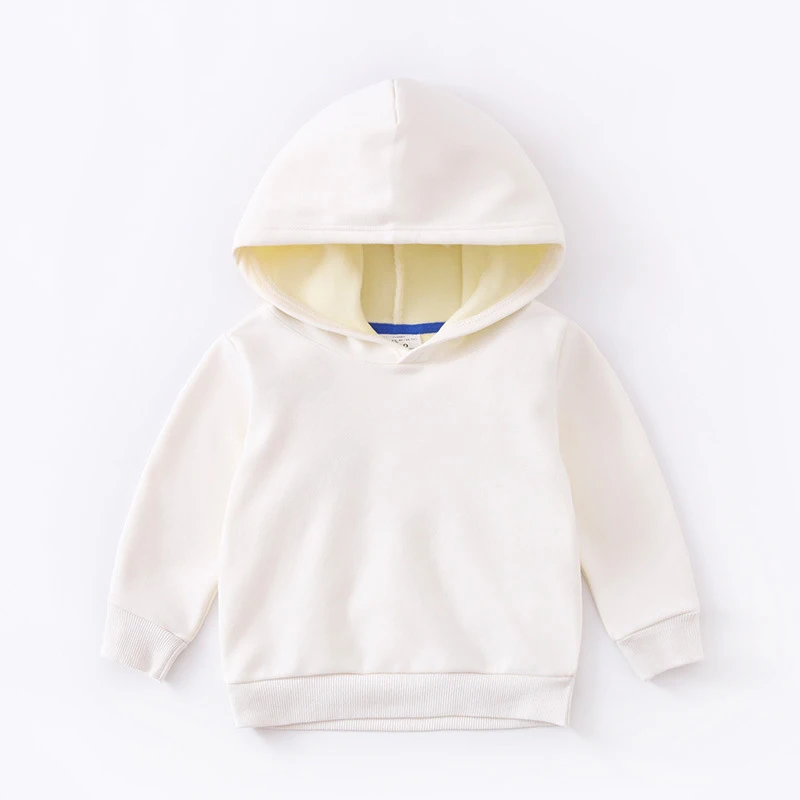 Solid White Толстовки с капюшоном для маленьких мальчиков и девочек; сезон зима-осень; Детские Бархатные толстовки; хлопковый свитер с длинными рукавами для малышей; детская футболка; одежда - Цвет: Solid White