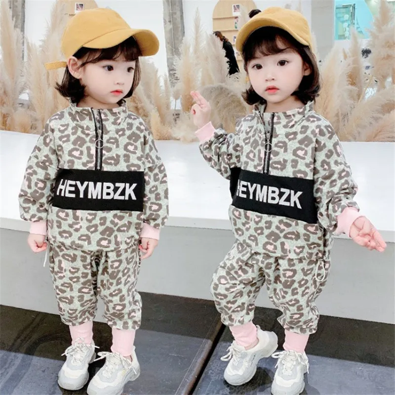 

Leopard Cotton Spring Summer Children's Clothes Baby Girls Sweatshirts + Pants 2pcs/Set Kids Birthday Gift Teenage Clothing