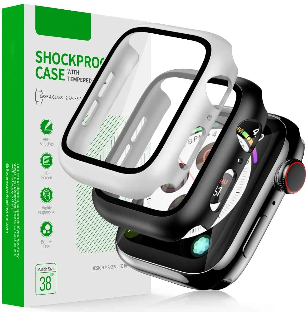 Защитный чехол для Apple Watch из закаленного стекла 44 мм 40 38 42 iwatch Series SE 3 4 5 6