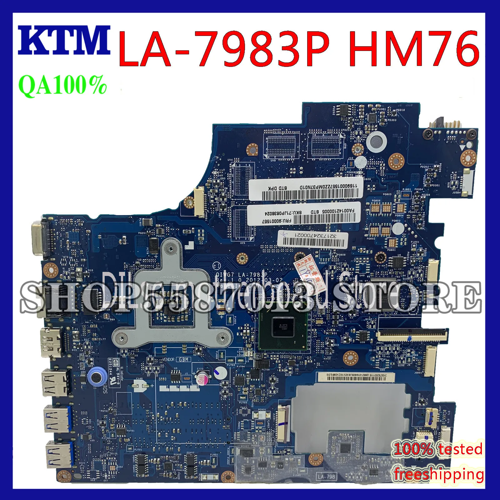 

KEFU LA-7983P For Lenovo G780 For Lenovo QIWG7 LA-7983P HM76 PGA989 DDR3 Motherboard Test 100% original Motherboard