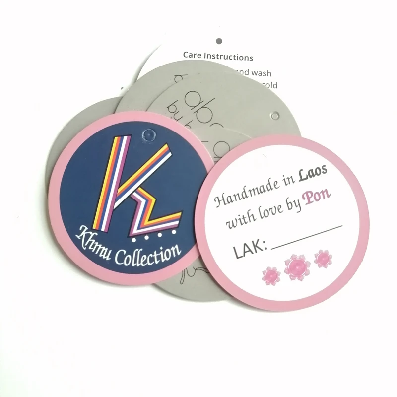 Модная печатная бирка с логотипом высечки круглой формы ценник на заказ этикетки