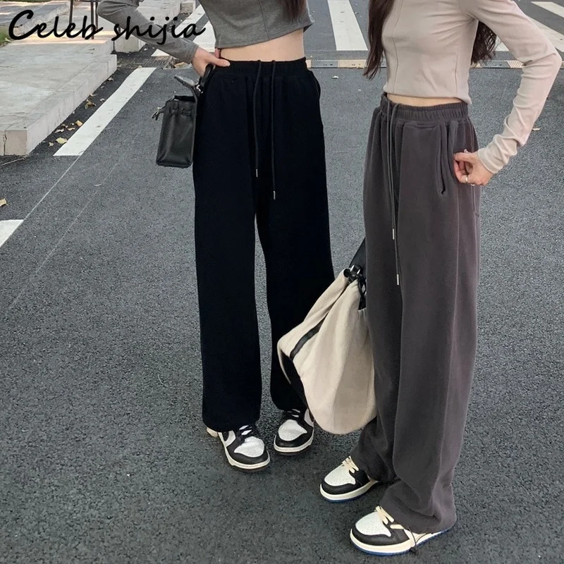 

Брюки спортивные Y2k женские на шнуровке, шикарные модные прямые штаны с завышенной талией, в Корейском стиле, свободная одежда на весну, 2022