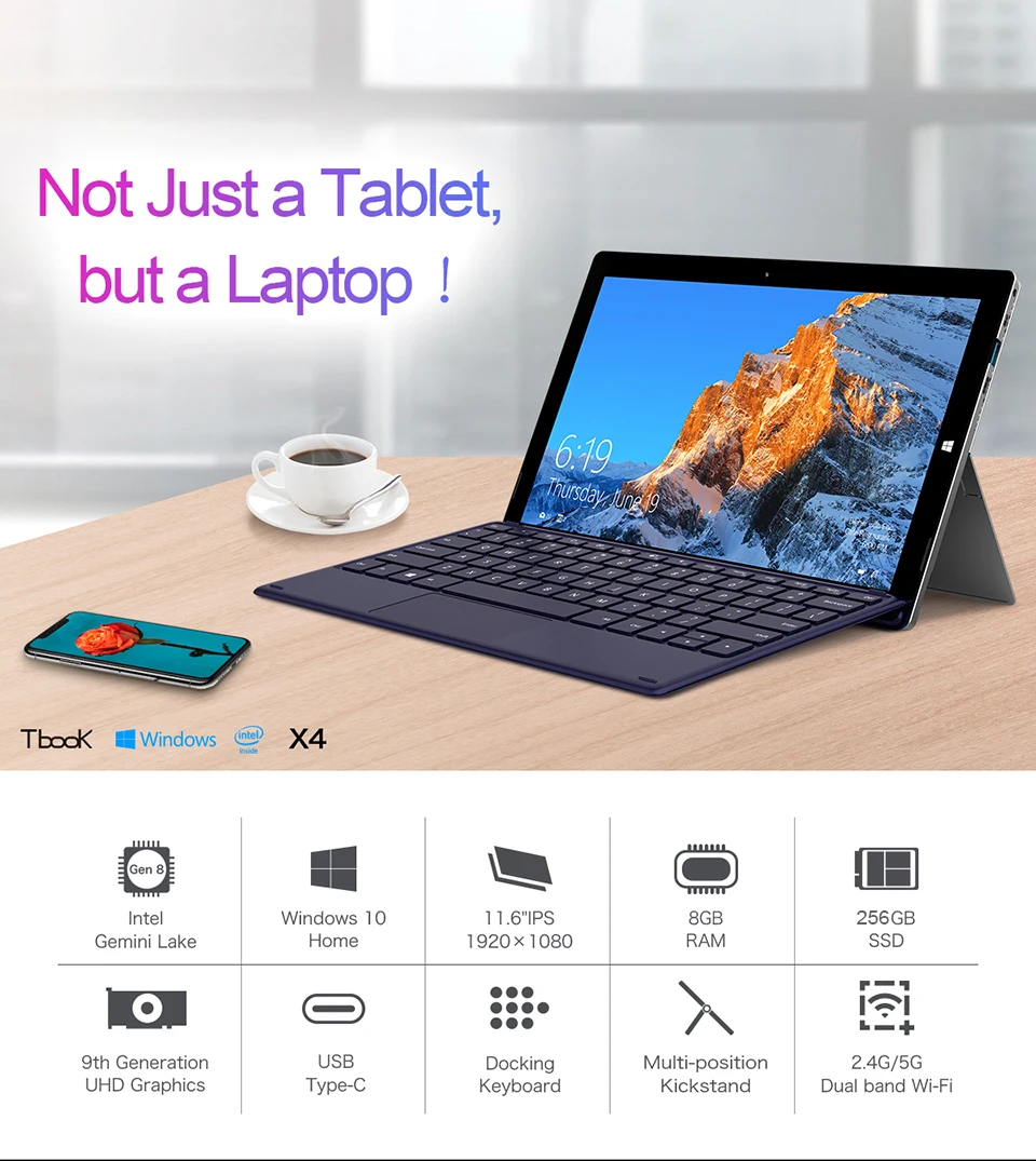 Teclast X4 11," 2 в 1 планшет 1920x1080 ОС Windows 10 8 ГБ ОЗУ 256 ГБ SSD планшеты ПК Intel Gemini Lake N4100 ноутбук с двойной камерой