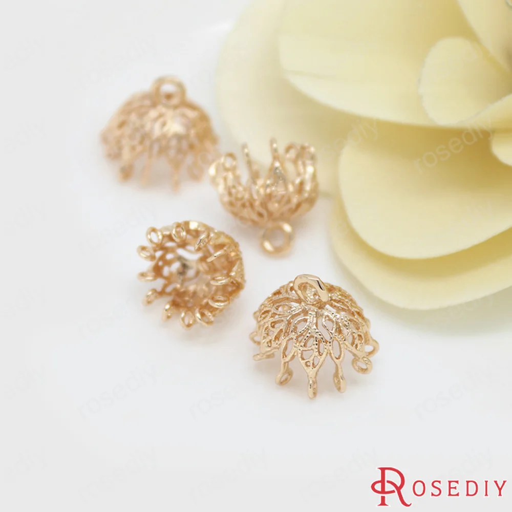 (D112) круглые и овальные шармы с круглыми овальными шариками 24 к цвета шампанского