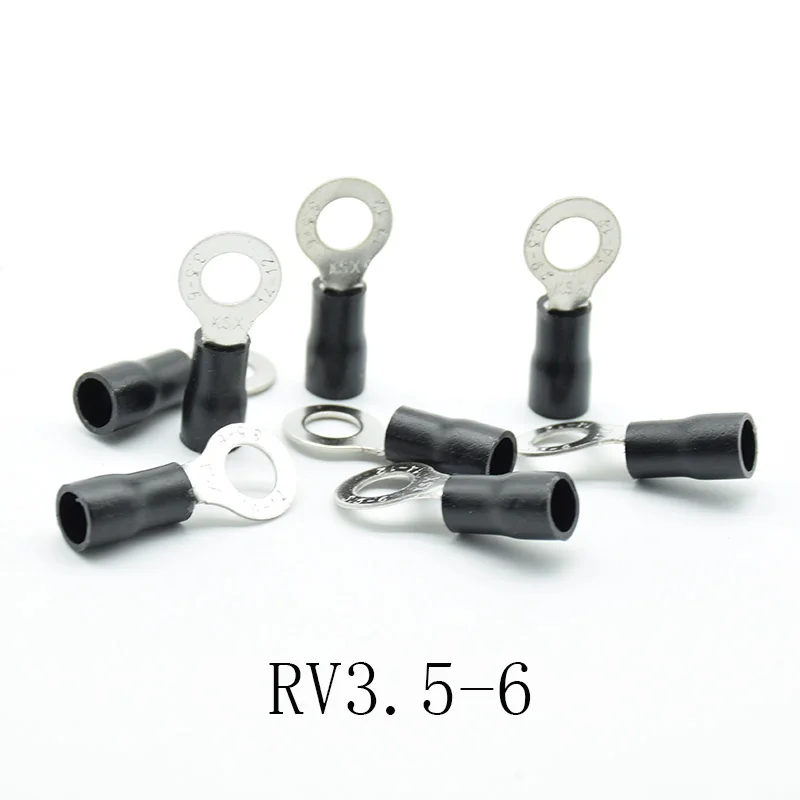 50 шт. черное кольцо обжимной изоляции RV3.5-4 RV3.5-5 RV3.5-6 3,5-8 жильный кабель соединитель AWG - Цвет: 50 RV3.5 -6