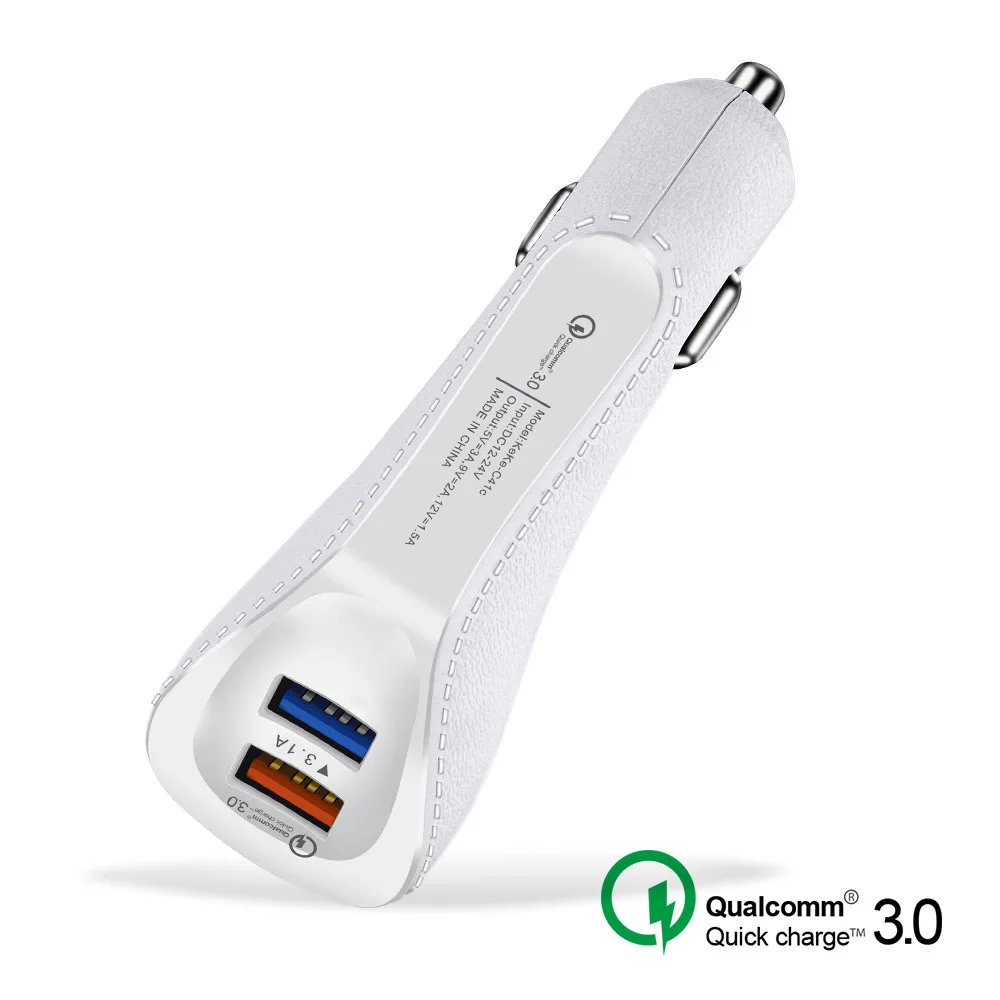 QC Quick Charge 3,0 двойное автомобильное зарядное устройство адаптер автомобиль телефон зарядное устройство для Xiaomi samsung iPhone X 8 7 4 5 6 быстрое зарядное устройство для телефона - Тип штекера: White 2port