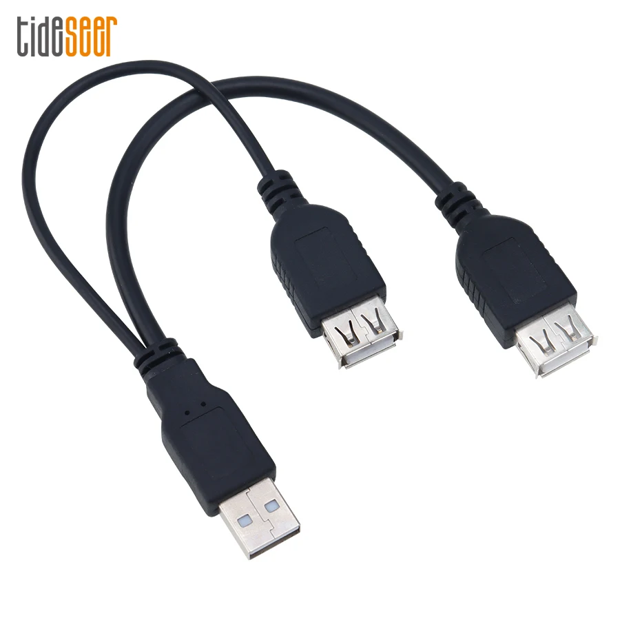 Online 21cm USB 2,0 Männlich Zu 2 Dual USB Weibliche Jack Y Splitter Hub Adapter Kabel Schwarz 300 Stücke