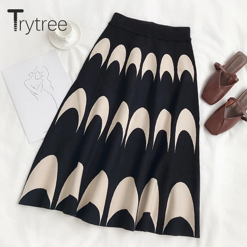Осенне-зимняя женская повседневная юбка Trytree 2020 трикотажные юбки с