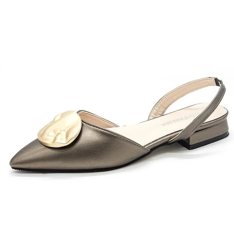 

2020 New Women Sandals Mid-heel Buckle Hollow Single Shoes Toe Cap Sandals Women Pointed Toe Thick Heels Sandalias Mujer