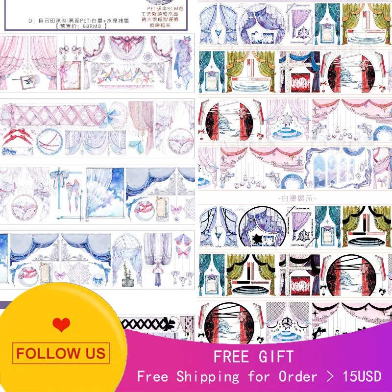 

1 Loop Huantingjia Washi Tape Sample Bright Pet Catchwords Curtain's Babbling Release Paper