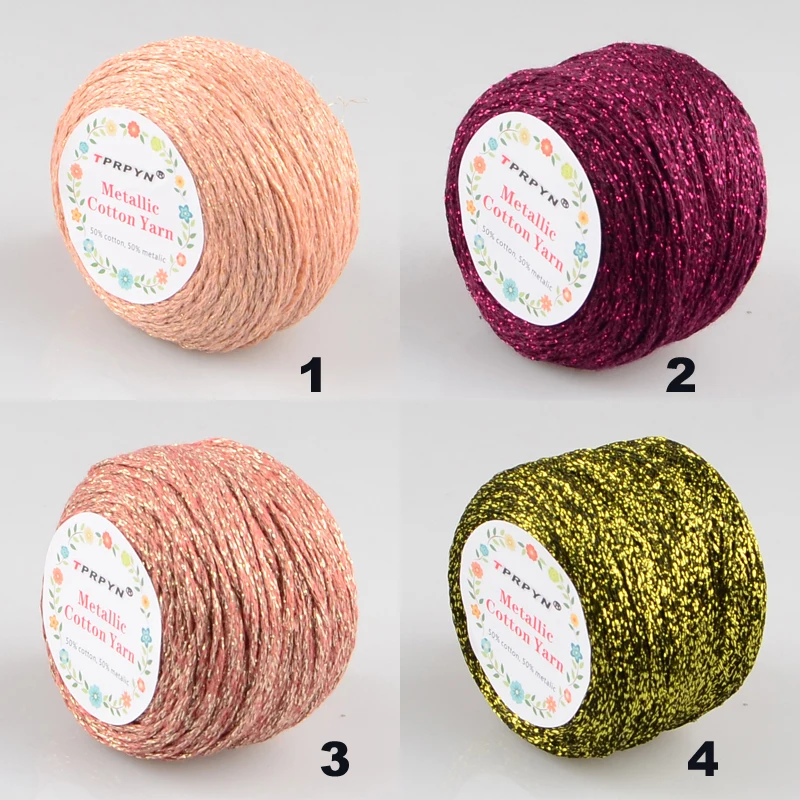 TPRPYN 100 г/лот 200 м металлическая пряжа для вязания хлопчатобумажная
