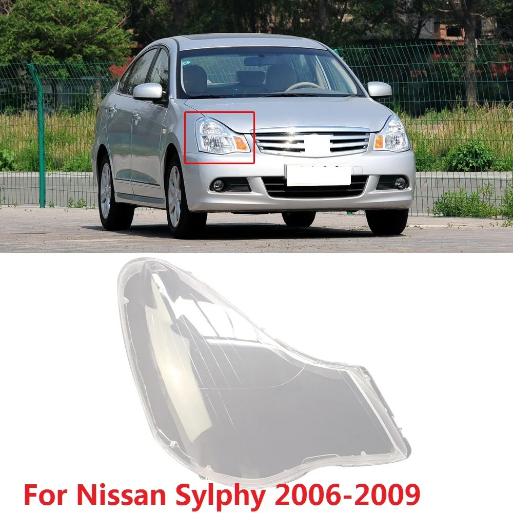 CAPQX For Nissan Sylphy 2006-2009 Almera G 15 Front Headlight Transparent Lamp cover Headlamp Lampshade head light Shade Shell